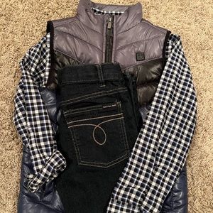 Calvin Klein Puffer Vest and Plaid Shirt